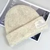 Chapéu em Forma de Chapéu de Lã Gigante Tricotado Estilo Coreano Outono e Inverno Versátil Quente Cor Sólida Grande Etiqueta de Tecido Chapéu para Frio Masculino e Feminino Tricotado