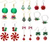 Brincos de Natal Laço Sino Liga Árvore de Natal Papai Noel Conjunto Combinado Brincos de Natal