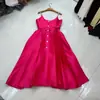 Vestido de longitud media con tirantes forjados de lujo ligero, ajustado a la cintura, plisado y con incrustaciones de diamantes, para hija de socialité europea y americana