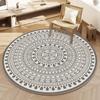Alfombra redonda mandala estilo étnico Alfombra nórdica para balcón, cesta colgante, sala de estar, felpudo, dormitorio, mesita de noche, alfombra para silla de ordenador
