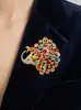 Broche de Pavo Real Colorido con Pedrería Transfronterizo Europeo y Americano para Mujer, Pin Personalizado para Traje, Accesorio de Vestido de Banquete de Alta Gama, Ramillete