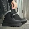 Botas Martin retro de estilo británico con suela gruesa para hombre, nuevas botas tobilleras de motocicleta de suela gruesa con cordones, botas de trabajo