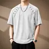 Camiseta Estampada Patchwork de Manga Curta Estilo Americano Tendência para Homens, Verão Resistente Casual Retrô Tie-Dye de Meia Manga