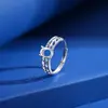 Anillo Sencillo Personalizado de Plata de Ley S925 Sin Circonita para Mujer Sin Incrustaciones Sencillo de Cuatro Garras Ovalado 5*7mm
