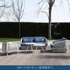 Conjunto de Vime para Exterior Jardim Pátio Combinação Impermeável Proteção Solar Sofá Mesa de Centro Vila Piscina Cama Lazer Terraço Mesa e Cadeiras