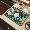 Tapete para Mesa de Comedor, Encimera, Cocina, Resistente a Manchas, Aislante Térmico, Diatomeas, Estilo Retro Europeo, Floral