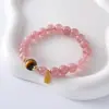 Nuevo Pulsera de Cristal de Fresa, Estilo Súper Hada Pulsera de Concha Flor Perla Amatista, Pulsera Regalo para Mejor Amiga Flor de Durazno
