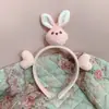 Faixa de cabeça de coelho rosa amor feminino verão lavagem de rosto prendedor de cabelo grampo de pressão adorno de cabeça máscara faixa de cabelo especial