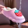 Novas Pantufas de Algodão para Casa para Crianças Desenho de Frutas Inverno com Forro de Lã Quente Roupa Externa Bebê Impermeável Antiderrapante Pantufas de Algodão
