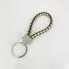 Llavero de cuerda de cuero tejido a mano con incrustaciones de diamantes Colgante para coche Llavero de cuero accesorios pareja accesorios para bolso colgante