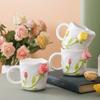 Sentido del Diseño Rosa Tridimensional Anaglifo Taza de Agua de Cerámica Corazón de Chica de Alto Nivel ins Regalo para Novia Taza de Cerámica
