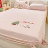 Conjunto de Três Peças Outono/Inverno Novo Estilo Veludo Plus Espessado Veludo Leite Bordado de Toalha Lençol Ajustado Protetor de Colchão