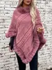 Capa de Punto Grueso Oversize Cálida para Otoño e Invierno con Cuello de Piel Sintética de Conejo 2024 Nuevo Abrigo Suéter de Punto Grueso Transfronterizo