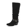 Botas de Comércio Transfronteiriço Outono/Inverno 2026 Novas Botas de Cavaleiro em Camurça Tamanho Grande 40-45 Bico Fino Botas de Salto Alto para Mulheres