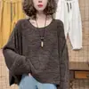 Suéter largo de punto holgado talla extra para mujer, estilo casual y vintage, versátil, disimula las imperfecciones del cuerpo y te hace lucir más delgada