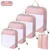 Conjunto de sacos de armazenamento para viagem com compressão, saco de armazenamento impermeável de grande capacidade para organização de roupas e sapatos, saco para embalagem de bagagem