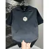 Camiseta Retro de Manga Corta Tie-Dye de Gama Alta para Hombre 2025 Verano Nueva Moda Marca Impresa Casual Cuello Redondo Manga Media