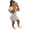 2022 Estación Independiente de Amazon Vestido Casual Sexy con Cremallera Ajustado para Mujer Europea y Americana Manga Corta