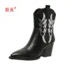 Juyuan 2026 Otoño/Invierno Nuevo Comercio Exterior Tallas Grandes Botas de Mujer Escama de Pez WISH Amazon Botas de Cuero para Mujer Europeas Americanas