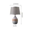 Lámpara de noche nórdica con pantalla de tela para sala de estar, estudio, dormitorio, estilo americano y europeo creativo, lámpara de mesa decorativa de cerámica con cuerda de cáñamo
