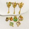 Colgante de Mariposa Gota de Aceite Dorado Arena con Alta Retención de Color Conector de Flor de Ciruelo Doble Colgante Accesorios para Joyería Hecha a Mano DIY