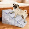 Escalera de Escalada para Perros Pequeños y Gatos para el Hogar de 2, 3 y 4 Escalones, Peldaños Antideslizantes, Escalera para Sofá de Cama para Mascotas Multicapa Desmontable y Lavable