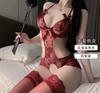 Lencería Sexy Pura Pasión Encaje Mono Sexy Entrepierna Abierta No Necesita Quitarse Tentación Pecho Pequeño Uniforme Pijama Femenino Cama Pasión