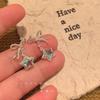 Aretes Estrella Azul Lazo Aretes 925 2024 Nuevos Aretes de Gama Alta Nicho Clip para la Oreja Joyería para Mujer