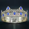 Concurso de Belleza Nupcial Europeo y Americano Corona Grande Tiara Reina Aleación Pedrería Corona Barroca Corona de Rey para Hombres Británicos