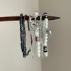 Coleção Pérola Estelar: Pulseira Camada Pérola Rosa Nebulosa e Fragmentos de Prata, Estilo de Luxo Leve Três Camadas de Alta Qualidade, Pulseira Suave e Elegante