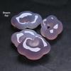 Pingente de fechadura Ruyi de ágata calcedônia cinza-púrpura natural 21x30mm