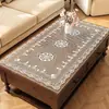 Mantel para mesa de centro semitransparente de encaje, mantel de vidrio suave de PVC de alta gama, impermeable, a prueba de aceite, lavable, plato de cristal para mesa de comedor