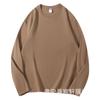 Sudadera de manga larga con cuello redondo de algodón puro peinado grueso de 260 g para hombre y mujer, ropa de otoño de color liso con hombros descubiertos