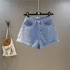 Shorts Muy Cortos de Tiro Bajo Hot Pants para Mujer Tendencia 2023 Nuevos Triángulo Rave Rasgados Vestidos Lavados Shorts de Mezclilla para Mujer Verano
