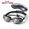 Gafas de Natación Galvanizadas para Hombre, Equipo de Gafas de Natación, Alta Definición Antivaho, Impermeables, Específicas para Buceo, Conjunto Profesional de Gorro y Gafas de Natación