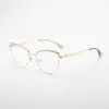 Gafas de sol de moda ojo de gato europeas y americanas metálicas modernas para mujer, elegantes, versátiles, de personalidad, patillas de resorte, celebridad de internet, anti-luz azul, lentes planos