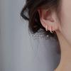 Pendientes que combinan con todo, pendientes de plata S925 con destellos de aguja y diamantes, pendientes sencillos, elegantes y modernos, pendientes circulares con incrustaciones de diamantes para mujer.