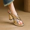 Sandalias de Tacón Súper Alto para Mujer Verano 2026 Punta Fina Impermeables Plataforma Tacón Grueso Plateadas Ultrachic Peep-Toe Pasarela Tacones Altos