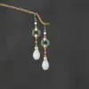 Nuevos pendientes de estilo chino pequeños y clásicos, pendientes de clip para orejas Hanfu Cheongsam, pendientes de magnolia con hebilla Ping An, nuevos pendientes de estilo chino