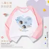 Camiseta de Manga Larga para Niñas Estilo Dibujos Animados Gugu Gaga Primavera y Otoño Cuello Redondo Mangas Raglán Algodón Puro Holgada Estampada