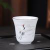 Taza de Té Grande de Cerámica de Magnolia, Taza de Té de Porcelana Blanca para Té Verde, Juego de Té Kung Fu, Diseño de Espiral para Mosquitos, Taza de Maestro Personal Pintada en Oro, Venta al por Mayor