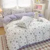 Juego de Cama Estilo Ins de Cuatro Piezas Sábanas Cepilladas Simples Funda Nórdica para Dormitorio Estudiantil Ropa de Cama Funda Nórdica de Tres Piezas 2m Hogar
