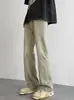 Pantalones vintage transfronterizos estilo americano, marca de tendencia de alta calle, lavados y teñidos en barro amarillo, jeans de pierna recta ajustados, acampanados, casuales para hombre