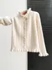 Suéter nuevo de estilo francés con borde de volantes juvenil para mujer, top exterior holgado de punto trenzado ajustado para primavera y otoño