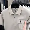 Camisa Polo de Algodão Puro com Logo de Pônei Camiseta Masculina de Manga Curta Verão Gola Bordada Casual Solta Camiseta Top Paul