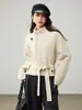 Suéter de Lana Pura Estilo Diseñador con Cárdigan de Punto con Cordones, Nueva Colección de 26 Estilos para Mujer con Figuras Petite, Suéter Adelgazante para Principios de Otoño