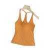 Colete de Cor Sólida com Gola Halter e Bojos para Mulheres, Novo Top Sem Mangas Slim para o Verão, Lindo Design nas Costas