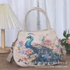 Nova bolsa tote estilo étnico, bolsa de lona, capa de sofá, casual e moderna, bordado com fio dourado dupla face, pode ser carregada na mão ou usada na transversal