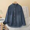 Primavera 2026 Tallas Grandes Camisa de Mezclilla Manga Larga Cárdigan Superior Efecto Adelgazante 100kg Chaqueta Tallas Grandes Cuello Solapa Camisa Casual 9904