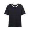 Comércio Exterior Atacado Americano High-End Cor Pura Manga Curta Camiseta Verão Design de Pérolas Artificiais Nicho Solta Camiseta